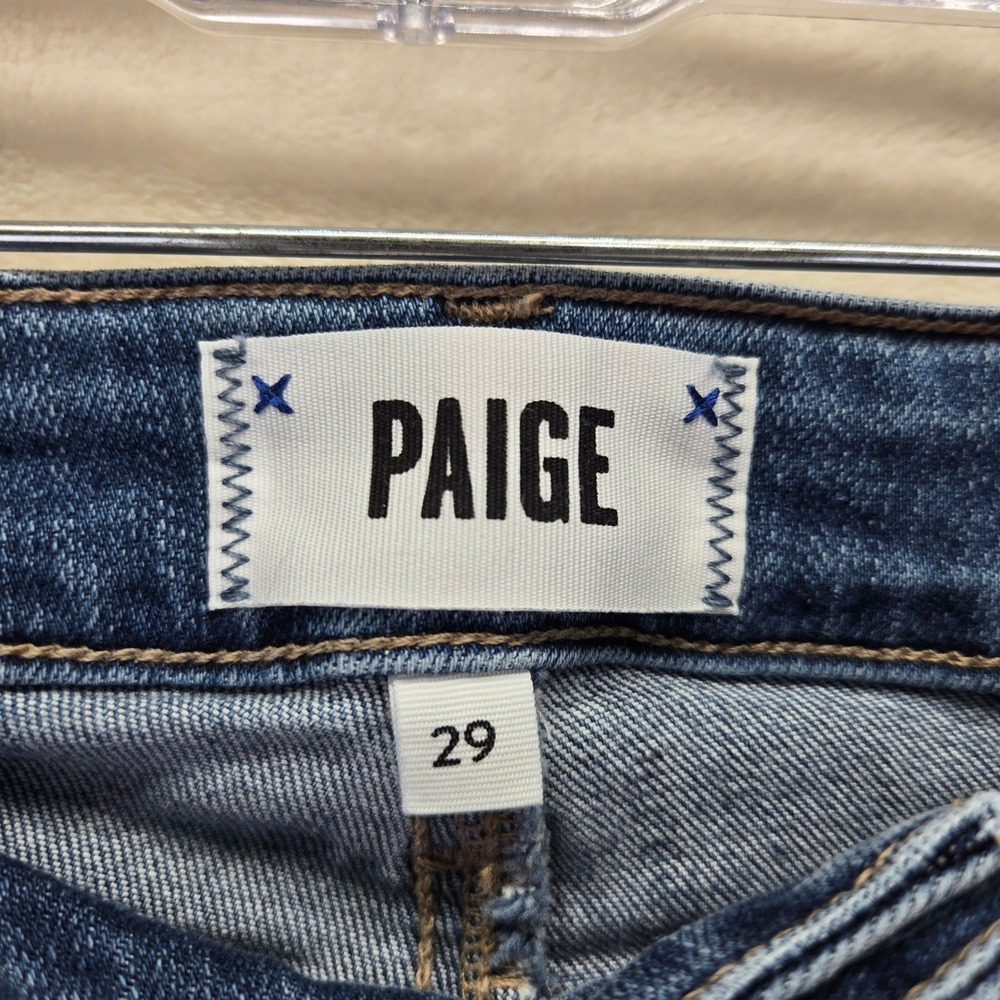 Paige Verdugo Ankle Skinny Jeans Medium Wash Raw Hem Distressed‎ Size 29 Western - Picture 2 of 7